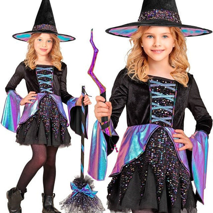 Heks kostuum Kind Zwart Meerkleurig van Widmann koop je bij Partywinkel