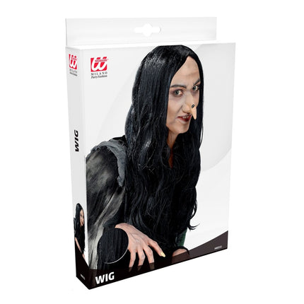 Heks Pruik Zwart Amelia van Widmann koop je bij Partywinkel