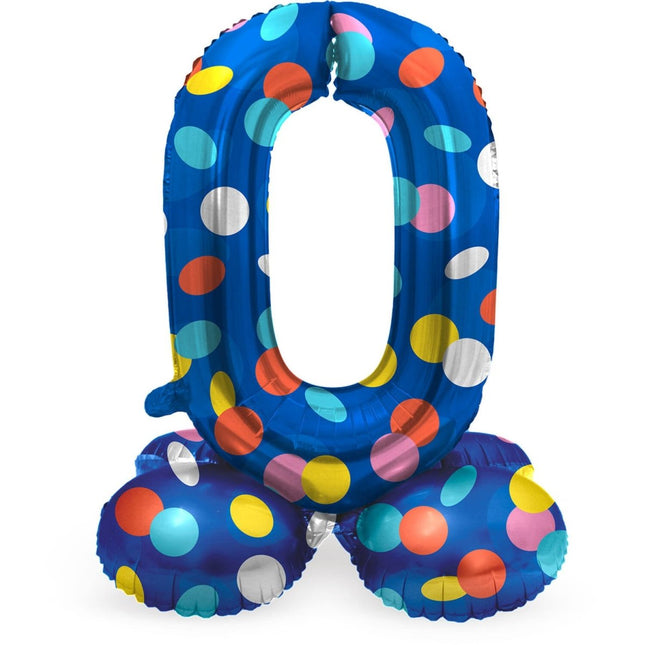 Helium Ballon 0 Jaar Stippen Met Standaard Leeg 41cm van Folat koop je bij Partywinkel