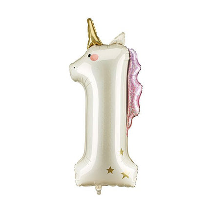 Helium Ballon 1 jaar Unicorn, 93cm, mix van Partydeco koop je bij Partywinkel