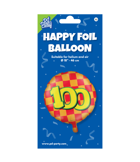 Helium Ballon 100 Jaar Gekleurd Leeg 46cm van Paper Dreams koop je bij Partywinkel