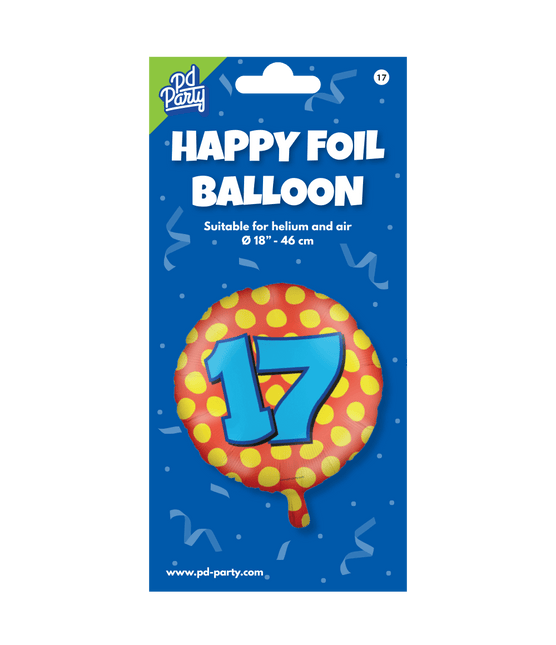 Helium Ballon 17 Jaar Gekleurd Leeg 46cm van Paper Dreams koop je bij Partywinkel