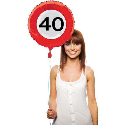 Helium Ballon 40 Jaar Verkeersbord 43cm leeg van Folat koop je bij Partywinkel