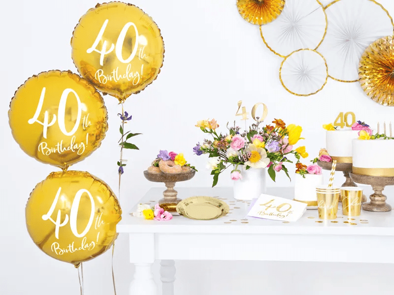 Helium Ballon 40Th Birthday Goud Leeg 45cm van Partydeco koop je bij Partywinkel