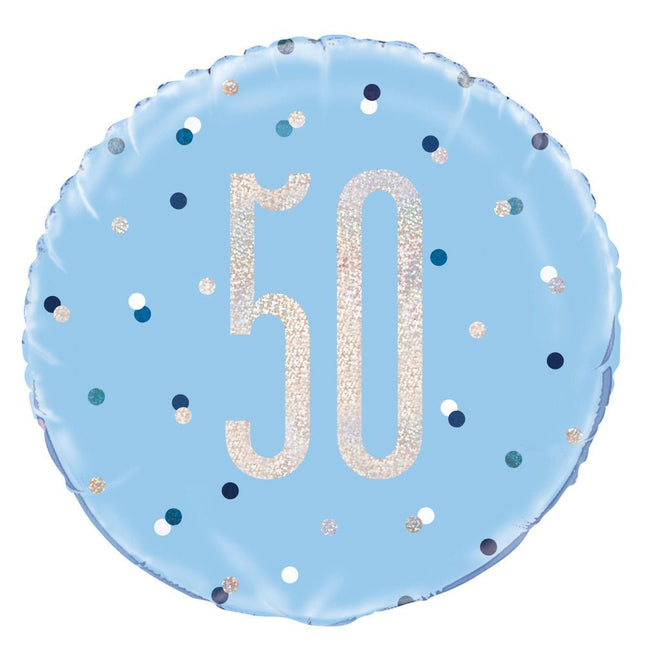 Helium Ballon 50 Jaar Blauw 45cm leeg van Unique koop je bij Partywinkel