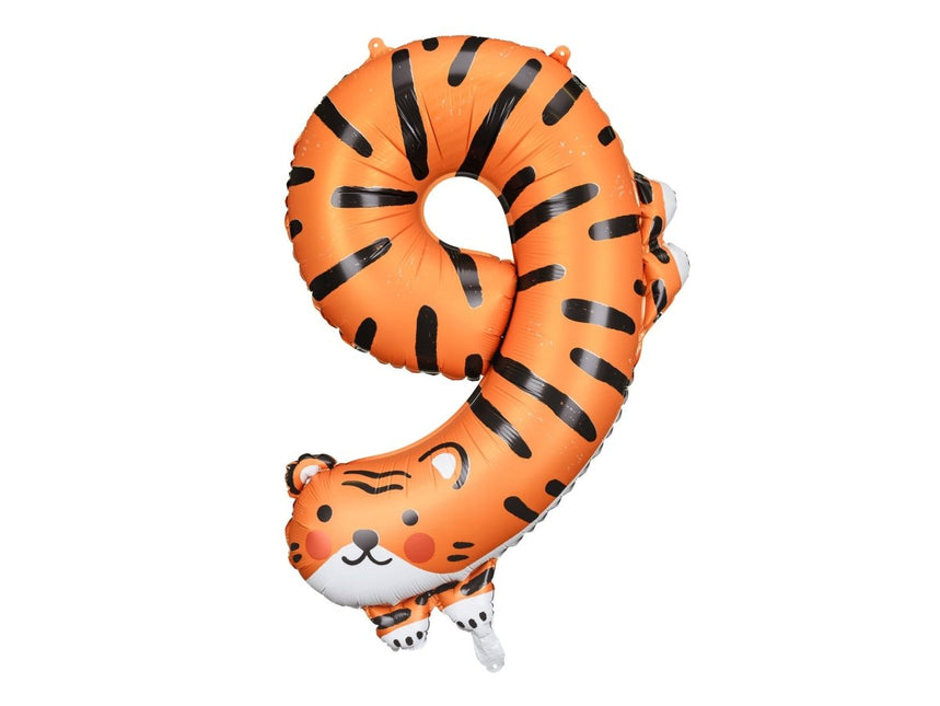 Helium Ballon 9 Jaar Tijger Leeg 76cm van Partydeco koop je bij Partywinkel