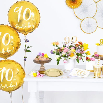 Helium Ballon 90Th Birthday Goud Leeg 45cm van Partydeco koop je bij Partywinkel
