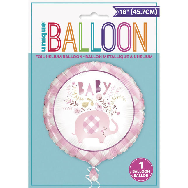 Helium Ballon Baby Olifant Roze 45cm leeg van Unique koop je bij Partywinkel