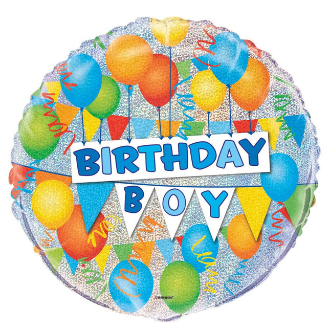 Helium Ballon Birthday Boy 45cm leeg van Unique koop je bij Partywinkel
