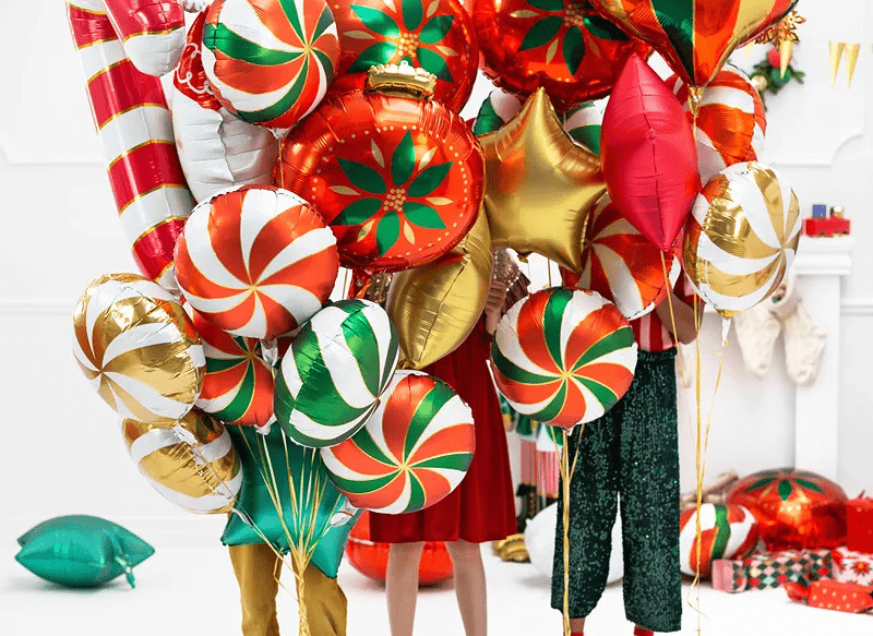 Helium Ballon Candy Goud Wit Leeg 35cm van Partydeco koop je bij Partywinkel