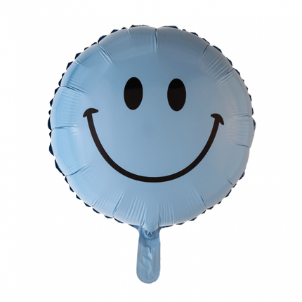 Helium Ballon Emoji Smile Lichtblauw 45cm leeg van WeFiesta koop je bij Partywinkel