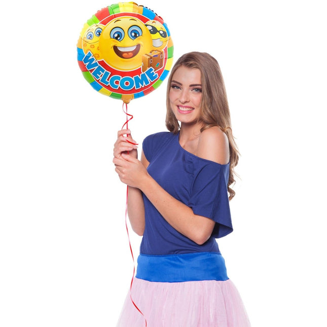 Helium Ballon Emoticon Welcome 43cm leeg van Folat koop je bij Partywinkel