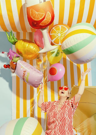 Helium Ballon Gestreepte Bal 75cm Leeg van Partydeco koop je bij Partywinkel