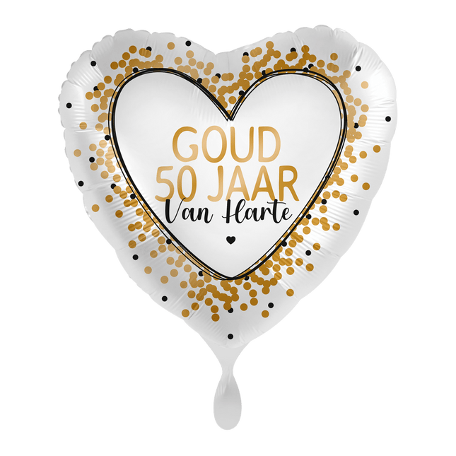 Helium Ballon Goud - 50 jaar - Van Harte! van Premioloon koop je bij Partywinkel