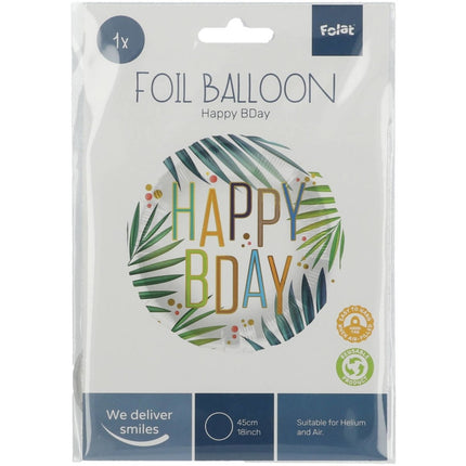 Helium Ballon Happy B - Day Bladeren Leeg 45cm van Folat koop je bij Partywinkel