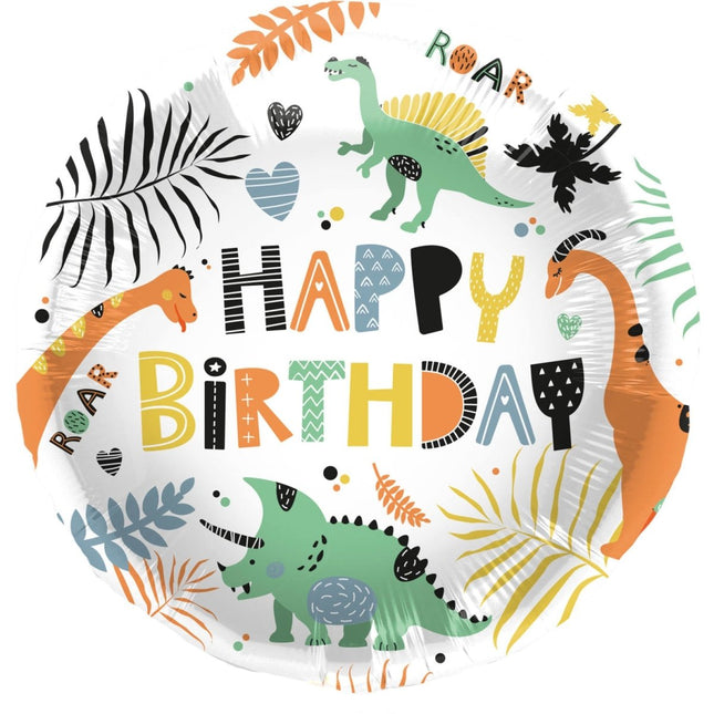 Helium Ballon Happy Birthday Dino Leeg 45cm van Folat koop je bij Partywinkel