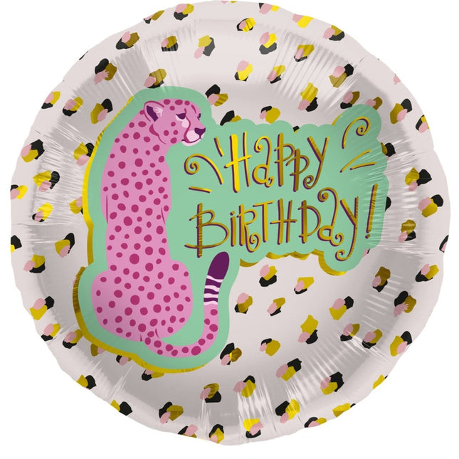 Helium Ballon Happy Birthday Panter Leeg 45cm van Folat koop je bij Partywinkel