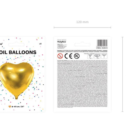 Helium Ballon Hart Goud Leeg 61cm van Partydeco koop je bij Partywinkel