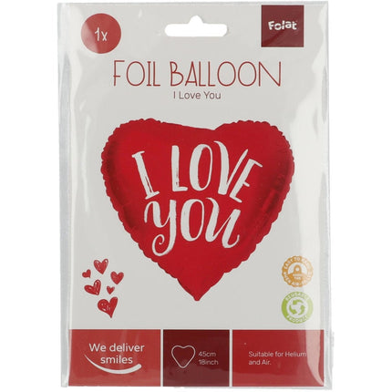 Helium Ballon Hart I Love You Rood Leeg 45cm van Folat koop je bij Partywinkel