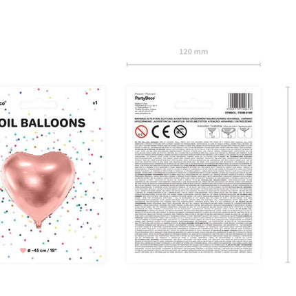 Helium Ballon Hart Rose Goud Leeg 45cm van Partydeco koop je bij Partywinkel