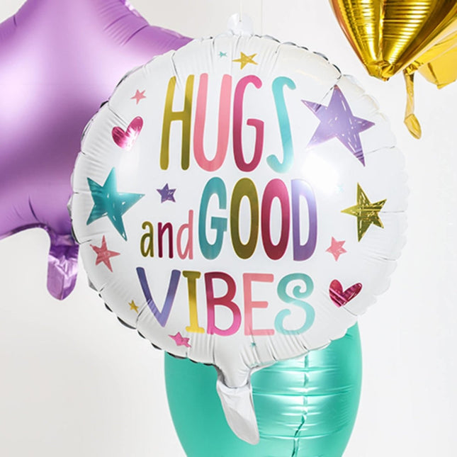 Helium Ballon Hugs And Good Vibes Leeg 45cm van Folat koop je bij Partywinkel