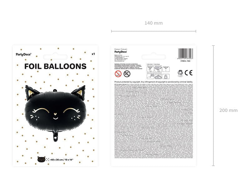 Helium Ballon Kat Zwart Leeg 48cm van Partydeco koop je bij Partywinkel