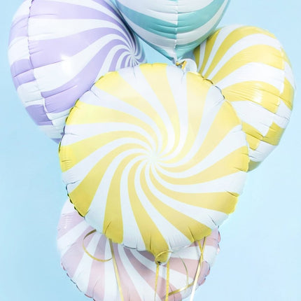 Helium Ballon Lichtgeel Swirl 45cm leeg van Partydeco koop je bij Partywinkel
