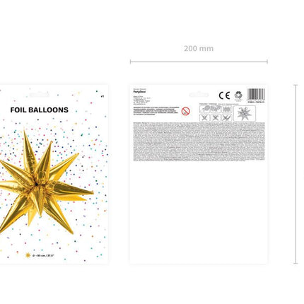 Helium Ballon Ster 3D Goud Leeg 95cm van Partydeco koop je bij Partywinkel