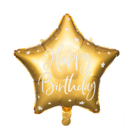 Helium Ballon Ster Happy Birthday Goud Leeg 40cm van Partydeco koop je bij Partywinkel