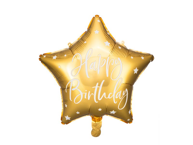 Helium Ballon Ster Happy Birthday Goud Leeg 40cm van Partydeco koop je bij Partywinkel