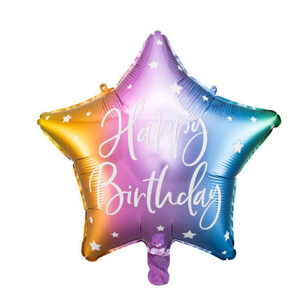 Helium Ballon Ster Happy Birthday Leeg 40cm van Partydeco koop je bij Partywinkel