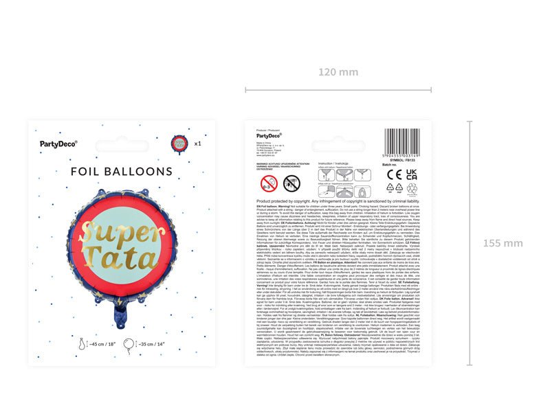 Helium Ballon Super Tata Leeg 45cm van Partydeco koop je bij Partywinkel