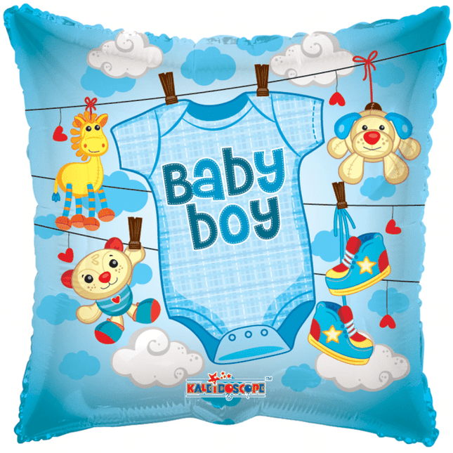 Helium Ballon Vierkant Geboorte Baby Boy 45cm leeg van WeFiesta koop je bij Partywinkel
