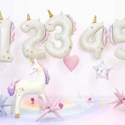 Heliumballon 3 jaar Unicorn, 93cm, mix van Partydeco koop je bij Partywinkel
