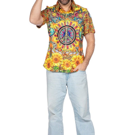 Hippie 60S Blouse Heren Zonnebloem van Wilbers & Wilbers koop je bij Partywinkel