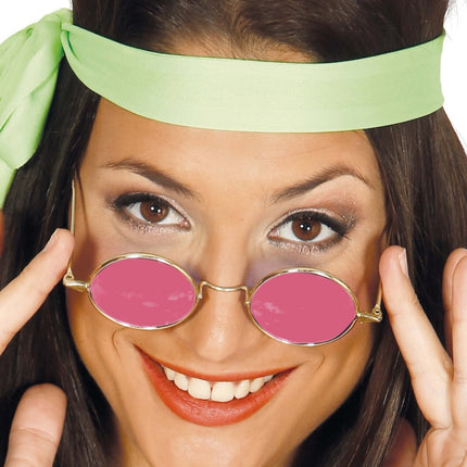 Hippie 60S Bril Roze 12,5cm van Fiestas Guirca koop je bij Partywinkel