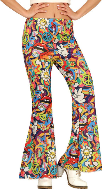 Hippie 60S Broek Gekleurd Dames van Fiestas Guirca koop je bij Partywinkel