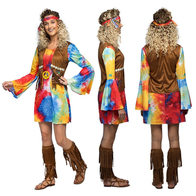 Hippie 60S Jurk Dames Peace van Boland koop je bij Partywinkel