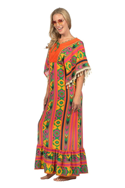 Hippie 60S Jurk Gekleurd Dames Lang van Wilbers & Wilbers koop je bij Partywinkel