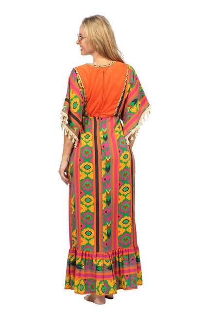 Hippie 60S Jurk Gekleurd Dames Lang van Wilbers & Wilbers koop je bij Partywinkel