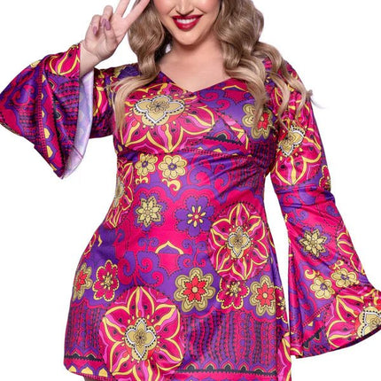 Hippie 60S Jurk Paars Roze Dames Leg Avenue van Leg Avenue koop je bij Partywinkel