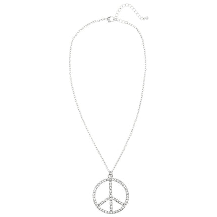 Hippie 60S Ketting Zilver Peace van Widmann koop je bij Partywinkel