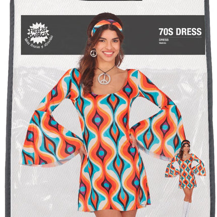 Hippie 60S Kostuum Blauw Oranje Dames van Fiestas Guirca koop je bij Partywinkel