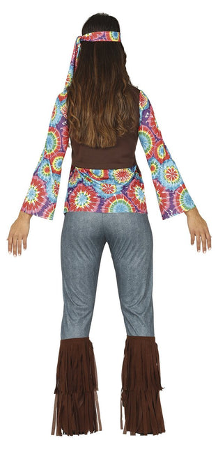 Hippie 60S Kostuum Gekleurd Dames Met Bruin Vest van Fiestas Guirca koop je bij Partywinkel