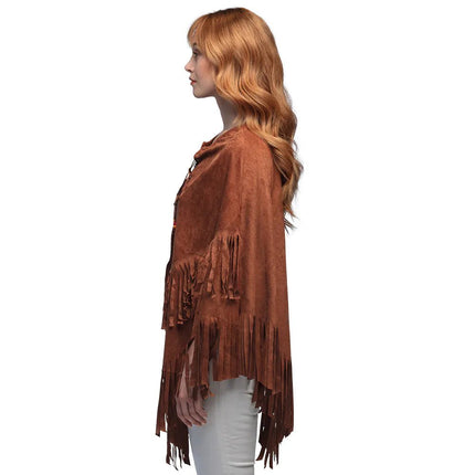 Hippie 60S Poncho Bruin van Boland koop je bij Partywinkel
