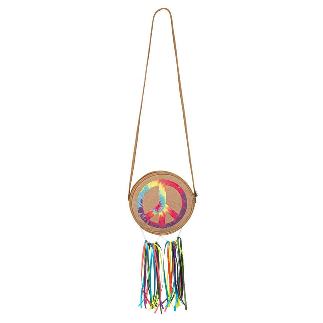 Hippie 60S Schoudertasje Regenboog Peace van Boland koop je bij Partywinkel
