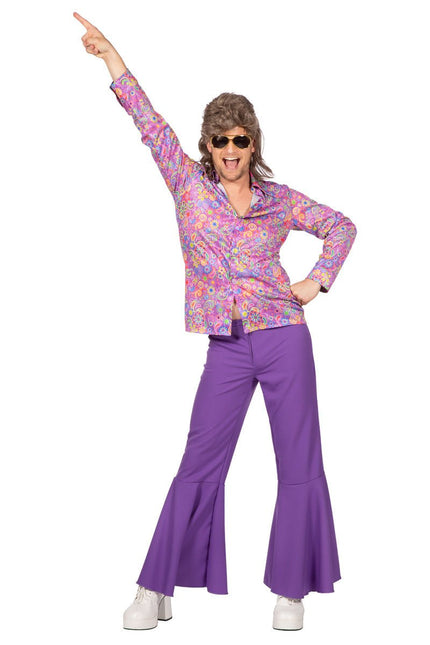 Hippie Blouse Bloemen Paars van Wilbers & Wilbers koop je bij Partywinkel