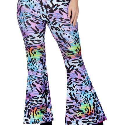 Hippie 60S Broek Paars Panterprint van Wilbers & Wilbers koop je bij Partywinkel