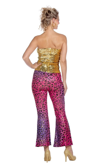 Hippie 60S Broek Paars Roze Dames Glitter van Wilbers & Wilbers koop je bij Partywinkel