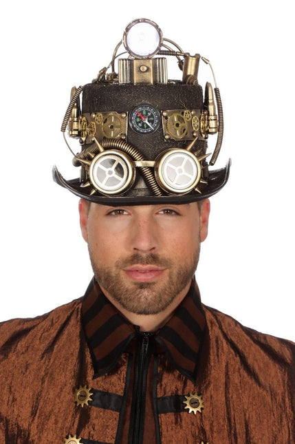 Hoed Steampunk Met Mijnlamp van Wilbers & Wilbers koop je bij Partywinkel